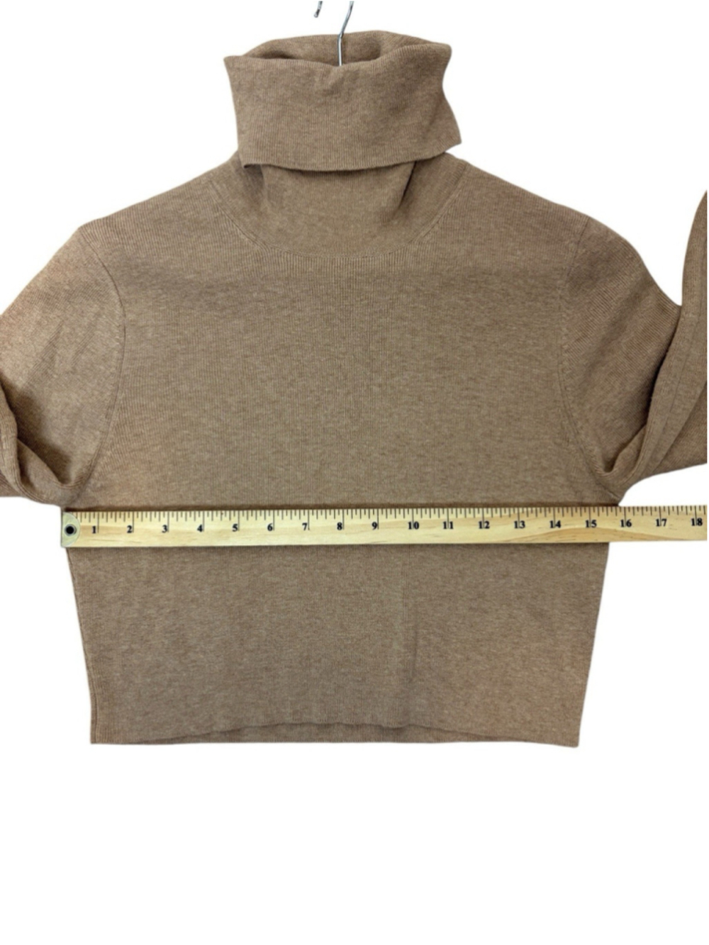Aritzia Wilfred Rebecca Turtleneck Sweater Camel Tan Merino Wool Cropped Size S - Picture 8 of 14